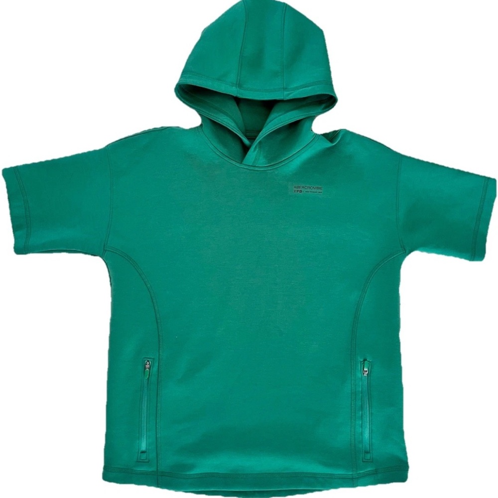 Abercrombie Kids YPB Neoknit Hoodie Short Short Sleeve Size 13/14 XL Green